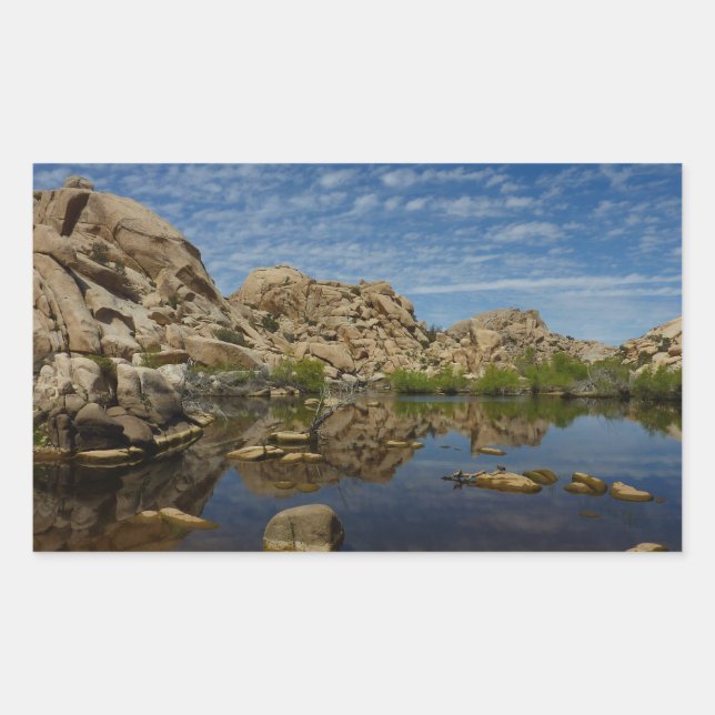 Barker Dam Reflection bei Joshua Tree I Rechteckiger Aufkleber (Vorderseite)