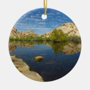 Barker Dam Spiegelung bei Joshua Tree II Keramik Ornament