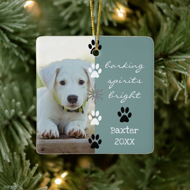 Barking Spirits Bright Puppy Dog Foto Keramikornament (Baum)