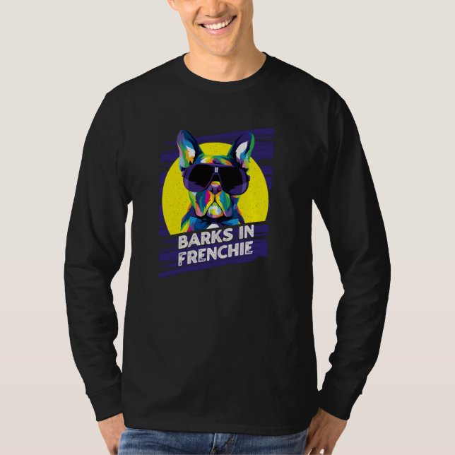 Barks in Frenchie Rescue Dog French Bulldog Adopt  T-Shirt (Vorderseite)