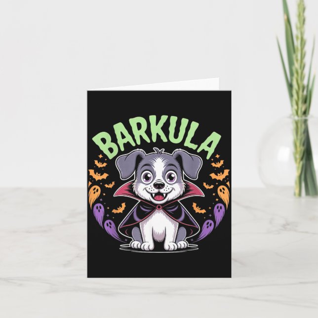 Barkula Süßer Hund Halloween Vampir Karte (Vorderseite)