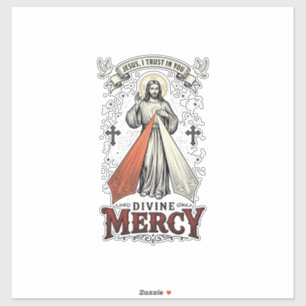Barmherzigkeit Jesu Ich vertraue auf Dich Vintage- Aufkleber