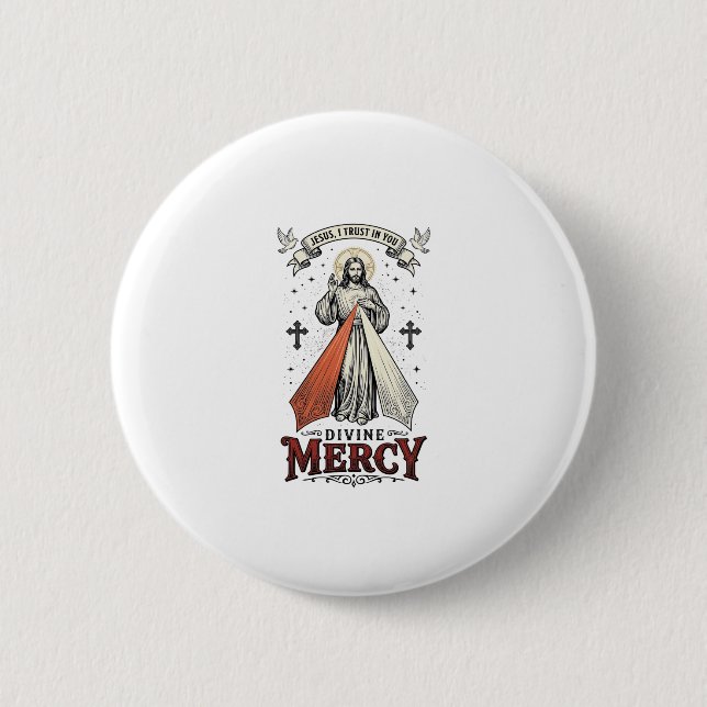 Barmherzigkeit Jesu Ich vertraue auf Dich Vintage- Button (Vorderseite)