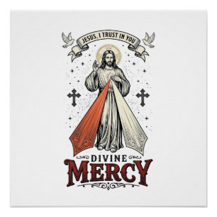 Barmherzigkeit Jesu, ich vertraue auf Dich Vintage Poster