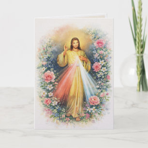 Barmherzigkeit Jesu Katholische Schrift Rosa Rosen Dankeskarte