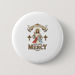 Barmherzigkeit Jesu Vintage-Gravur religiöses T-Sh Button