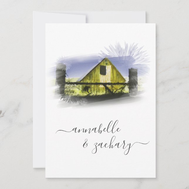 *~* Barn American Flag UAWG QR AR19 Wedding Einladung (Vorderseite)