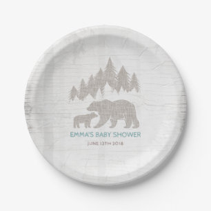 Bärn-Babyparty-Pappteller-Jungen-Abenteuer-Dusche Pappteller