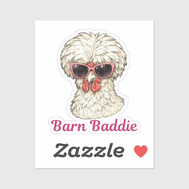 Barn Baddie Funny Glam Chicken in Pink Sunglasses  Aufkleber (Blatt)