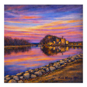 Barn Bluff, Red Wing Sonnenuntergang Glänzendes Po Poster