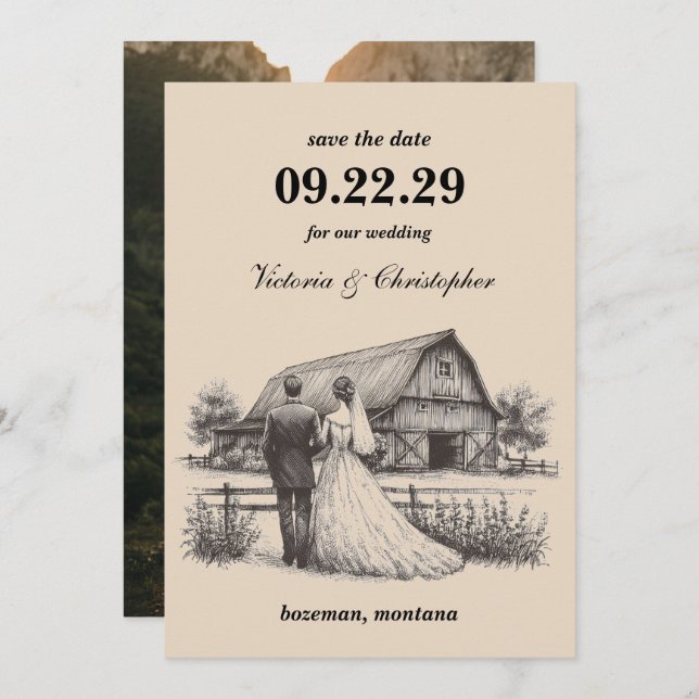 Barn Couple Save the Date (Vorne/Hinten)