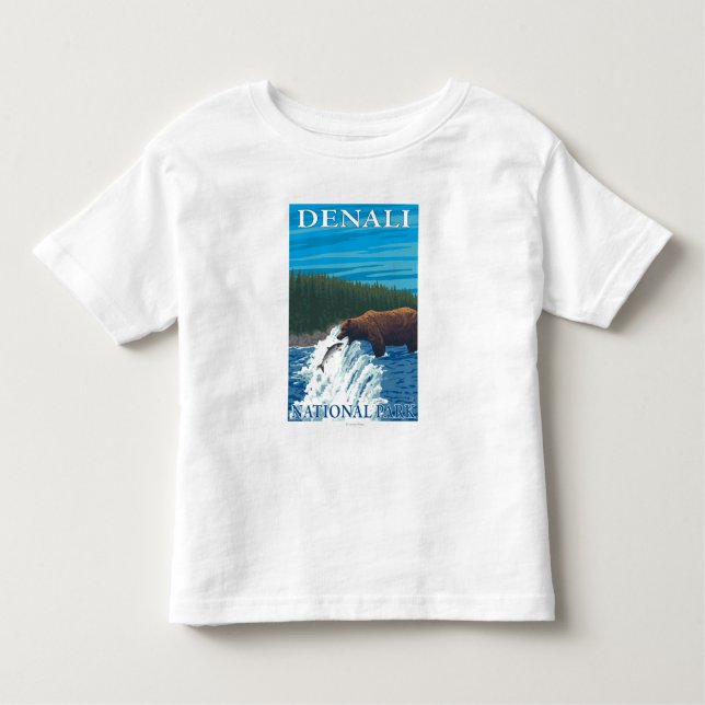 Bärn-Fischen im Fluss- Denali Nationalpark, Kleinkind T-shirt (Vorderseite)
