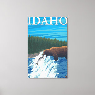 Bärn-Fischen im Fluss- Idaho Leinwanddruck