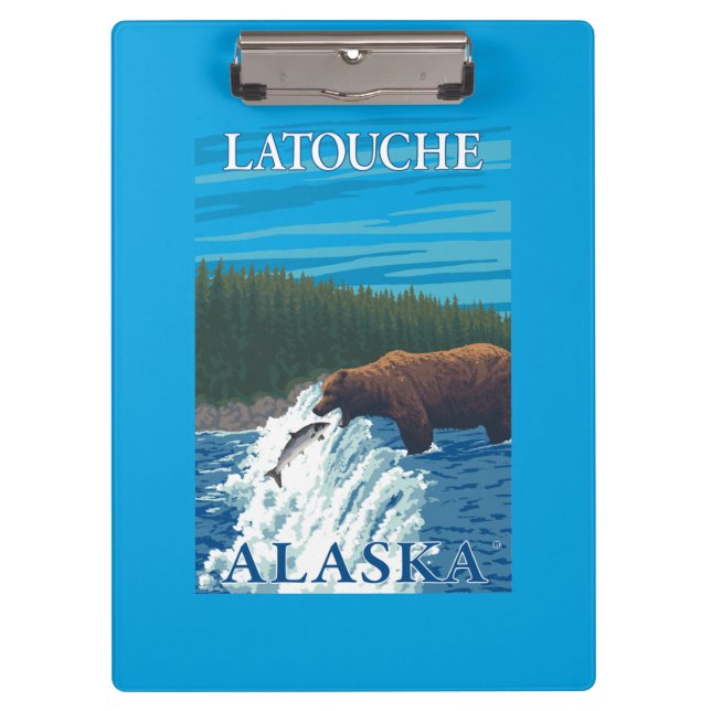 Bärn-Fischen im Fluss- Latouche, Alaska Klemmbrett (Vorderseite)