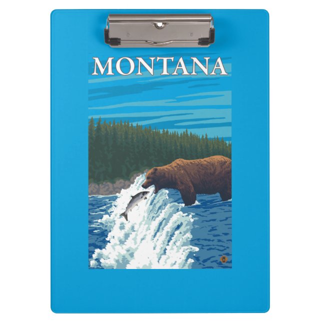 Bärn-Fischen im Fluss- Montana Klemmbrett (Vorderseite)