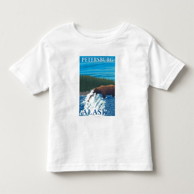 Bärn-Fischen im Fluss- Petersburg, Alaska Kleinkind T-shirt (Vorderseite)