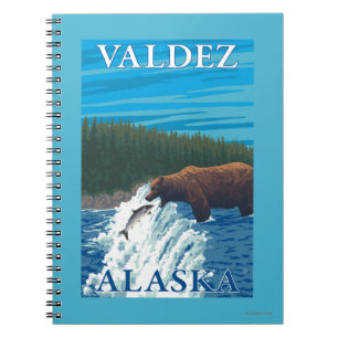 Bärn-Fischen im Fluss- Valdez, Alaska Notizblock