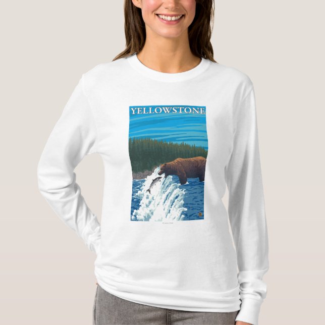 Bärn-Fischen im Fluss- Yellowstone T-Shirt (Vorderseite)