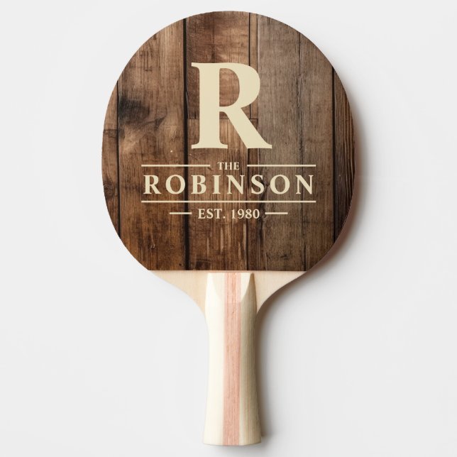 Barn Floor Boards Family Name & Initial Tischtennis Schläger (Vorderseite)