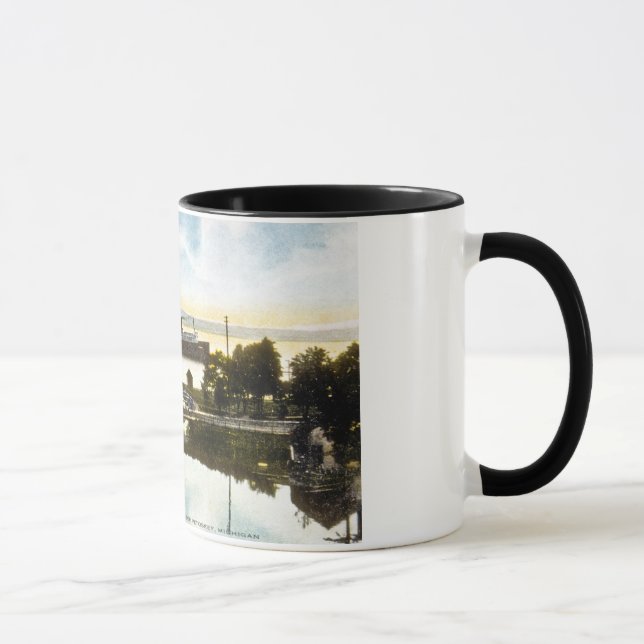 Bärn-Fluss, Wasserwerk und Hafen, Petoskey, Mich Tasse (Rechts)
