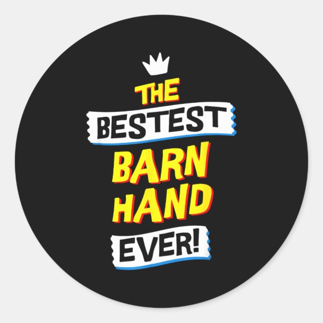 Barn Hand, Funny Job Occupation  Runder Aufkleber (Vorderseite)