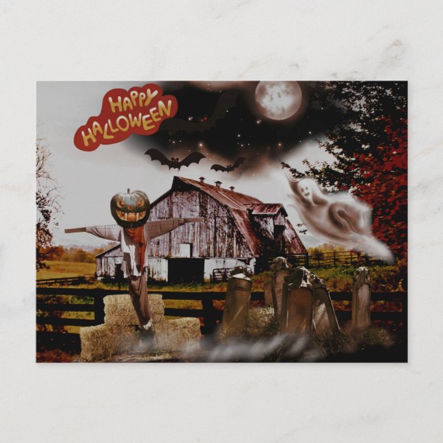 *~* Barn Hay Goblin Spooky Ghost HALLOWEEN Einziga Postkarte (Vorderseite)