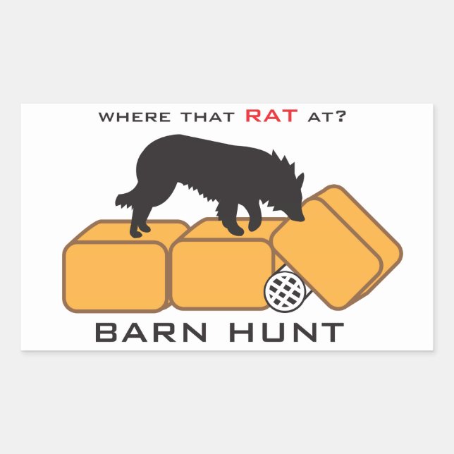 Barn Hunt Dog auf Bales Rechteckiger Aufkleber (Vorderseite)