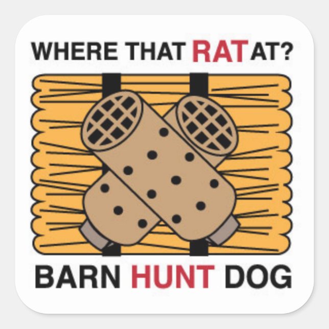 BARN HUNT DOG QUADRATISCHER AUFKLEBER (Vorderseite)
