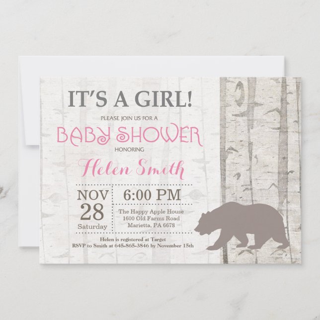 Bärn-Mädchen-Babyparty-Einladungs-rustikales Einladung (Vorderseite)
