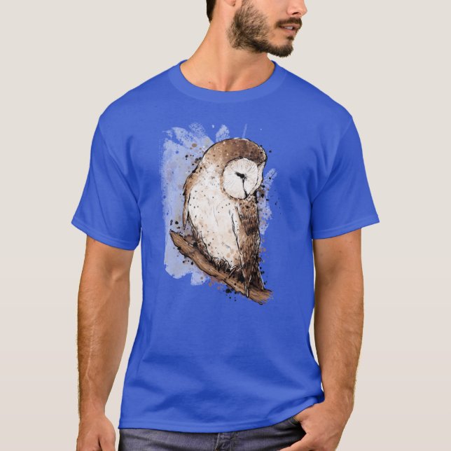 Barn Owl Autumn Ink retro retro T-Shirt (Vorderseite)