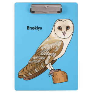 Barn owl bird cartoon illustration  klemmbrett