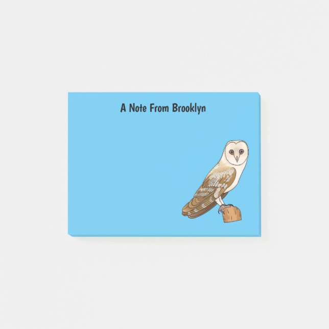 Barn owl bird cartoon illustration  post-it klebezettel (Vorderseite)
