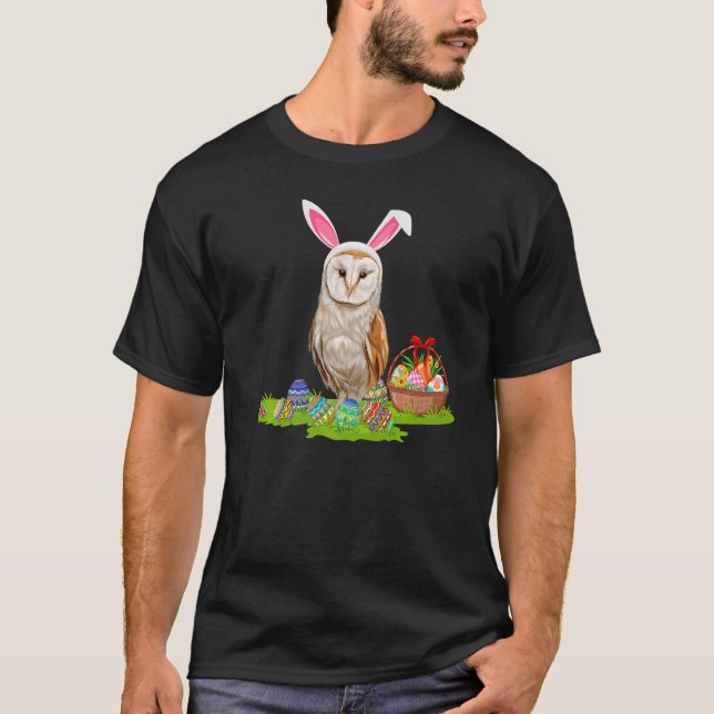 Barn Owl Bird Ostereier Hunt Bunny Barn Owl Oase T-Shirt (Vorderseite)