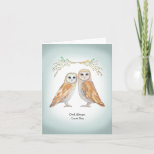 Barn Owl Couple Wedding Jubiläum Niedliche Owls Karte