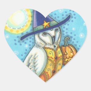 BARN OWL FOLART, HALLOWEEN BIRD STICKERS Herz