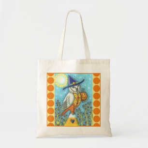 BARN OWL, HALLOWEEN FOLK ART BIRD, BUDGET TOTE BAG TRAGETASCHE