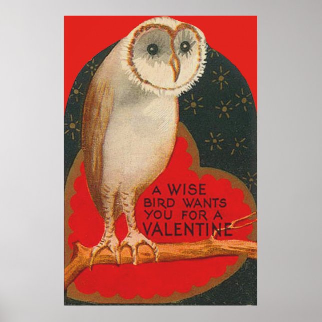 Barn Owl Herz Tree Stars Valentine Poster (Vorne)
