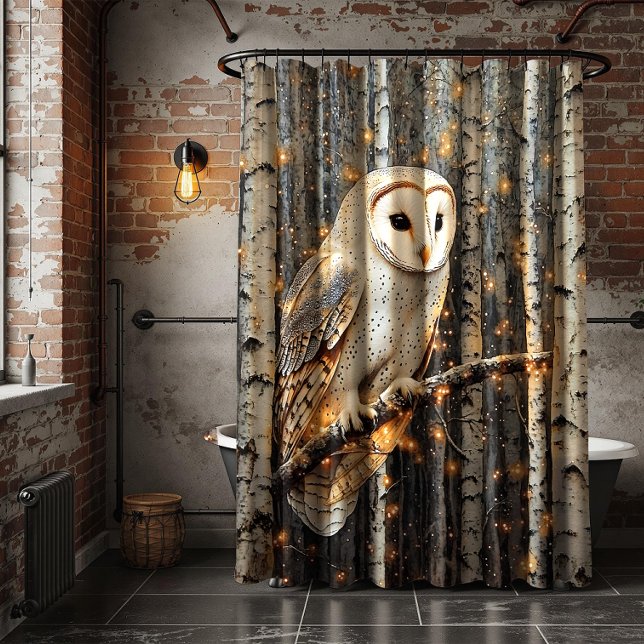 Barn Owl in Birch Trees | Duschvorhang (Von Creator hochgeladen)