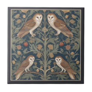 Barn Owl Pattern William Morris style Owls Fliese