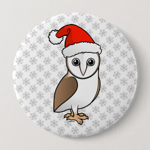 Barn Owl Santa Button