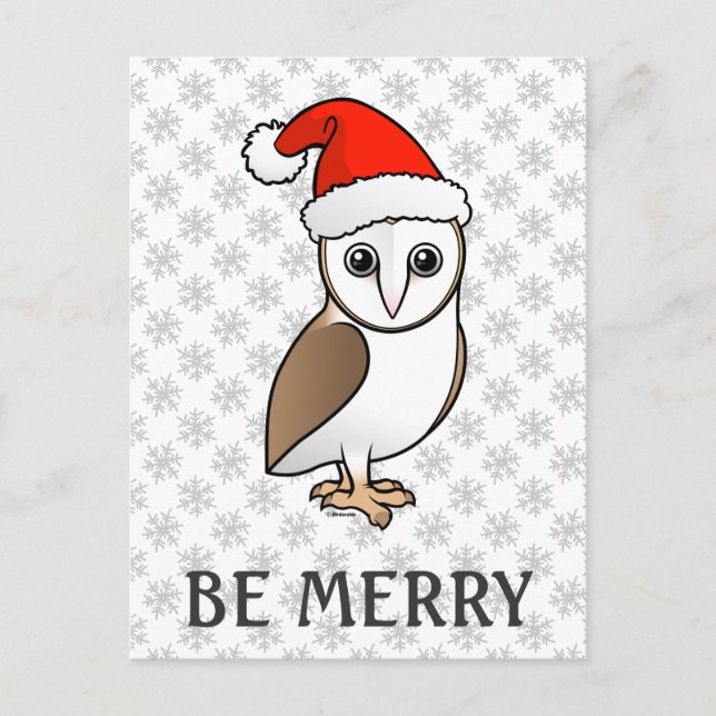 Barn Owl Santa Feiertagspostkarte (Vorderseite)