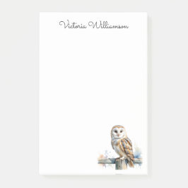 Barn Owl Wildlife Bird of Prey Custom Name Post-it Klebezettel