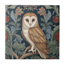 Barn Owl William Morris Stil Links gegenüber Flora
