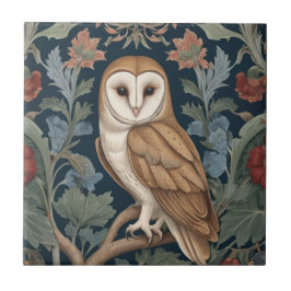 Barn Owl William Morris Stil Links gegenüber Flora Fliese