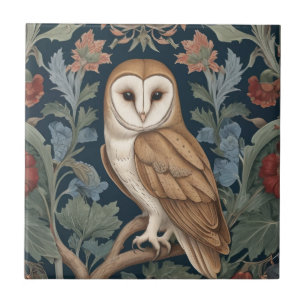 Barn Owl William Morris Stil Links gegenüber Flora Fliese