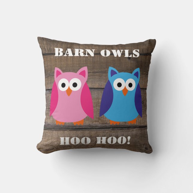 Barn Owls Rustic Barn Wood Kissen (Vorderseite)