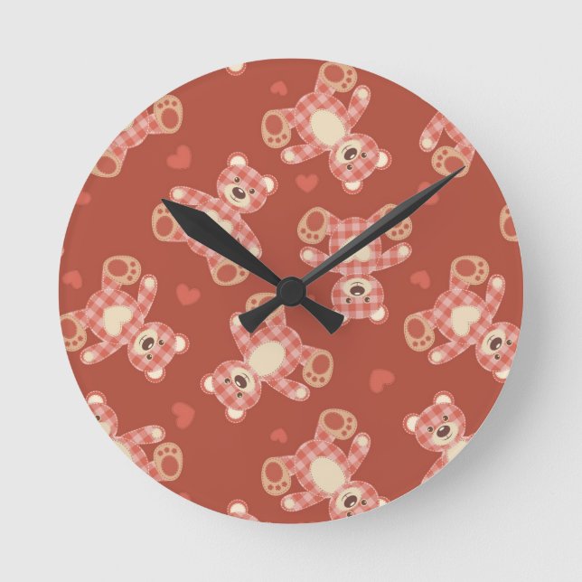 Bärn-Patchworkmuster Runde Wanduhr (Vorderseite)