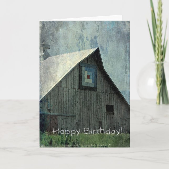 Barn Quilt Grunge, Geburtstag Karte (Vorderseite)