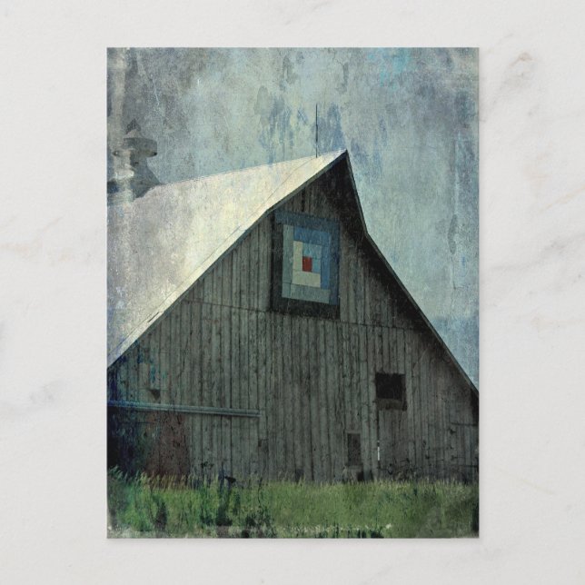 Barn Quilt Grunge Postkarte (Vorderseite)