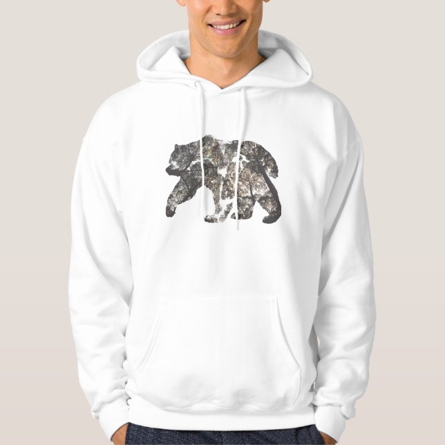 Bärn-Silhouette mit Bäumen, wilde Natur Hoodie (Vorderseite)